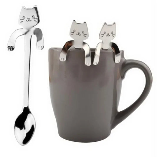 Tealeft Stainless Steel Cute Cat Tea & Coffee Teaspoons