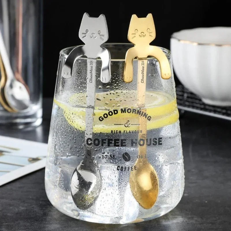 Tealeft Stainless Steel Cute Cat Tea & Coffee Teaspoons