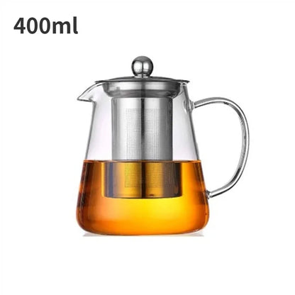 Tealeft Glass Teapot Heat Resistant Clear Tea Kettle with Removable Stainless Steel Infuser