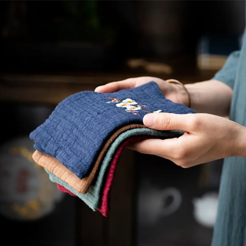 Tealeft Durable Cotton Tea Cloth Embroidery Easy To Clean Cleaning Rag Cotton and Linen Tea Towels