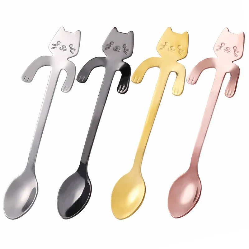Tealeft Stainless Steel Cute Cat Tea & Coffee Teaspoons