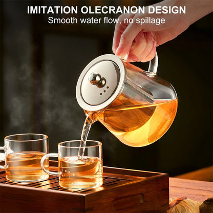 Tealeft Glass Teapot Heat Resistant Clear Tea Kettle with Removable Stainless Steel Infuser