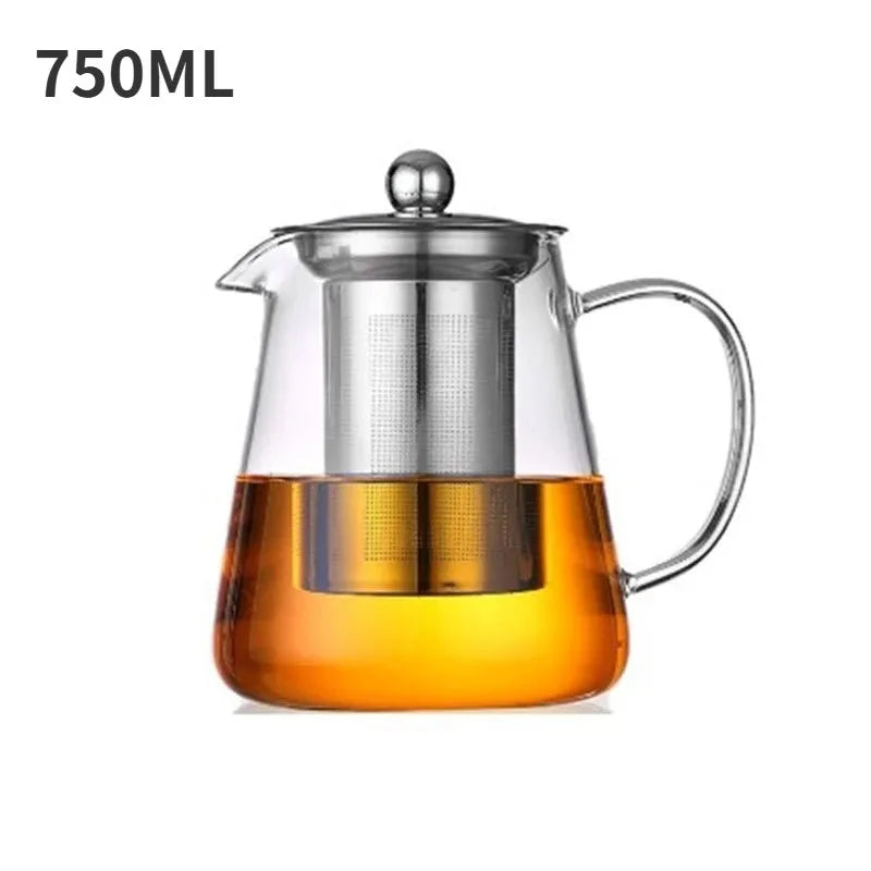 Tealeft Glass Teapot Heat Resistant Clear Tea Kettle with Removable Stainless Steel Infuser
