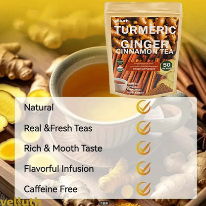 Turmeric Ginger Tea Natural Herbal, No Additives, No Caffeine & No Sugar