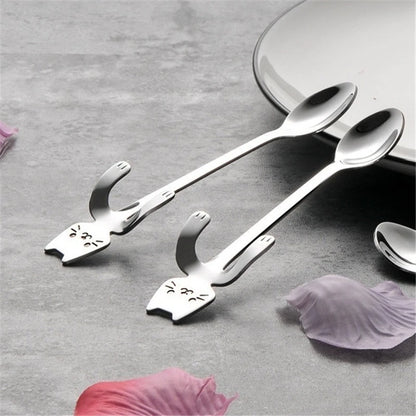 Tealeft Stainless Steel Cute Cat Tea & Coffee Teaspoons