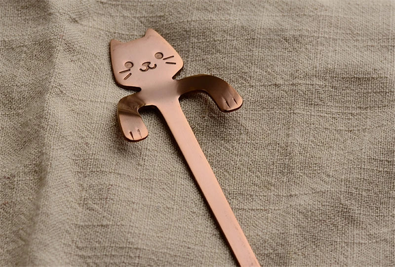 Tealeft Stainless Steel Cute Cat Tea & Coffee Teaspoons