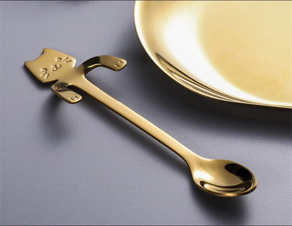 Tealeft Stainless Steel Cute Cat Tea & Coffee Teaspoons