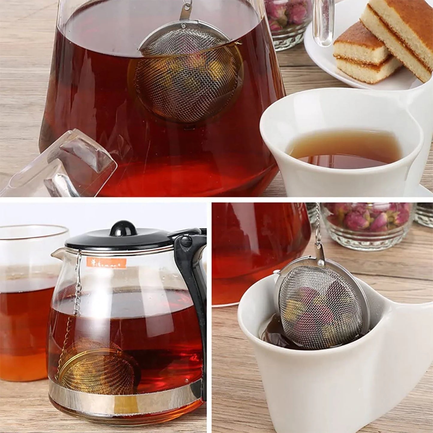 Tealeft Stainless Steel Tea Ball Loose Leaf Tea Strainer Infuser with Chain