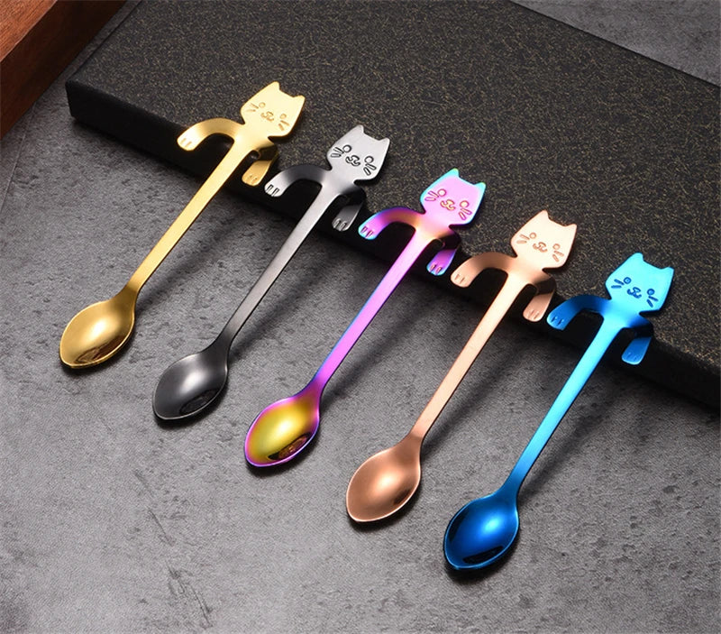 Tealeft Stainless Steel Cute Cat Tea & Coffee Teaspoons