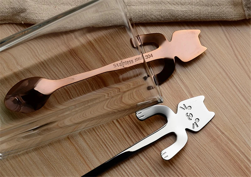 Tealeft Stainless Steel Cute Cat Tea & Coffee Teaspoons