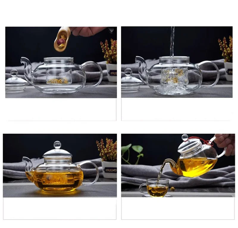 Tealeft Filterable Heat-resistant Thickened Glass Teapot