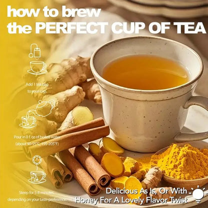 Turmeric Ginger Tea Natural Herbal, No Additives, No Caffeine & No Sugar