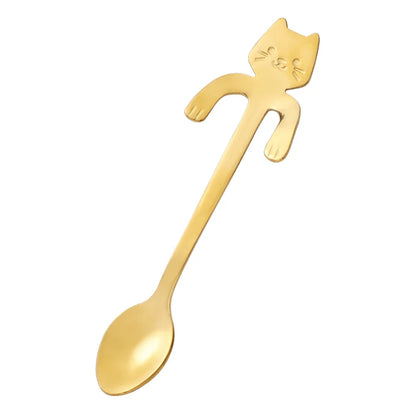 Tealeft Stainless Steel Cute Cat Tea & Coffee Teaspoons