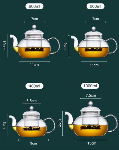 Tealeft Filterable Heat-resistant Thickened Glass Teapot