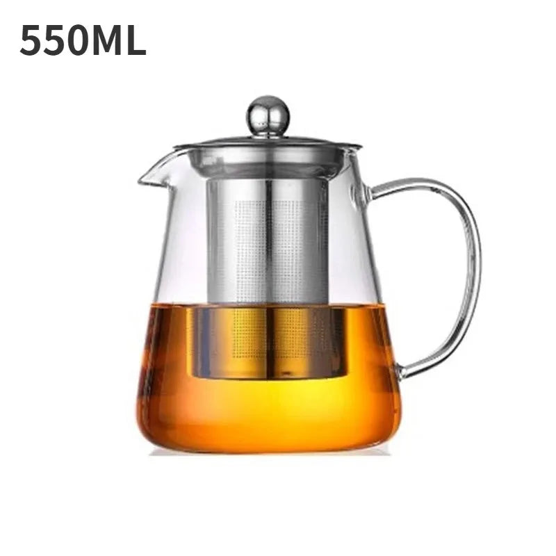 Tealeft Glass Teapot Heat Resistant Clear Tea Kettle with Removable Stainless Steel Infuser