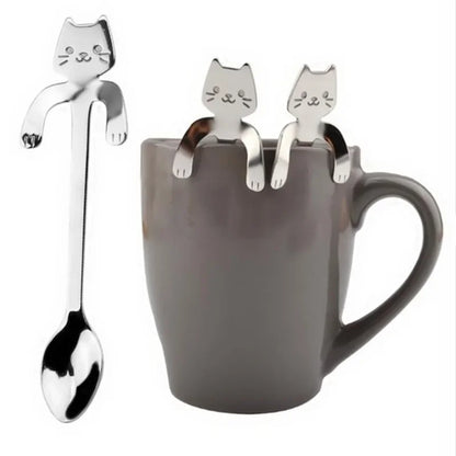 Tealeft Stainless Steel Cute Cat Tea & Coffee Teaspoons