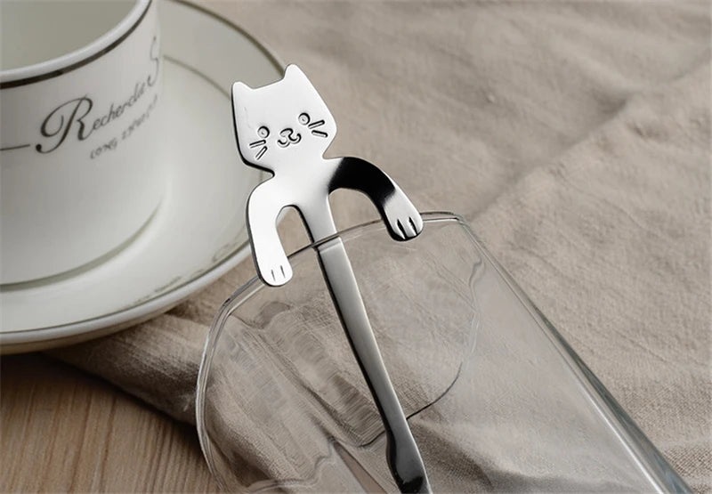 Tealeft Stainless Steel Cute Cat Tea & Coffee Teaspoons
