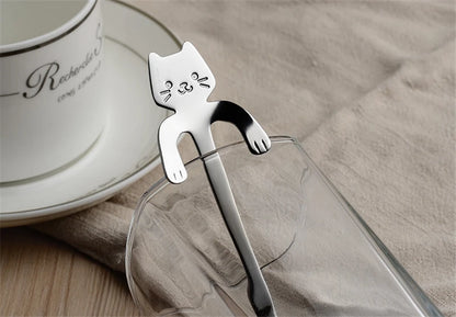 Tealeft Stainless Steel Cute Cat Tea & Coffee Teaspoons