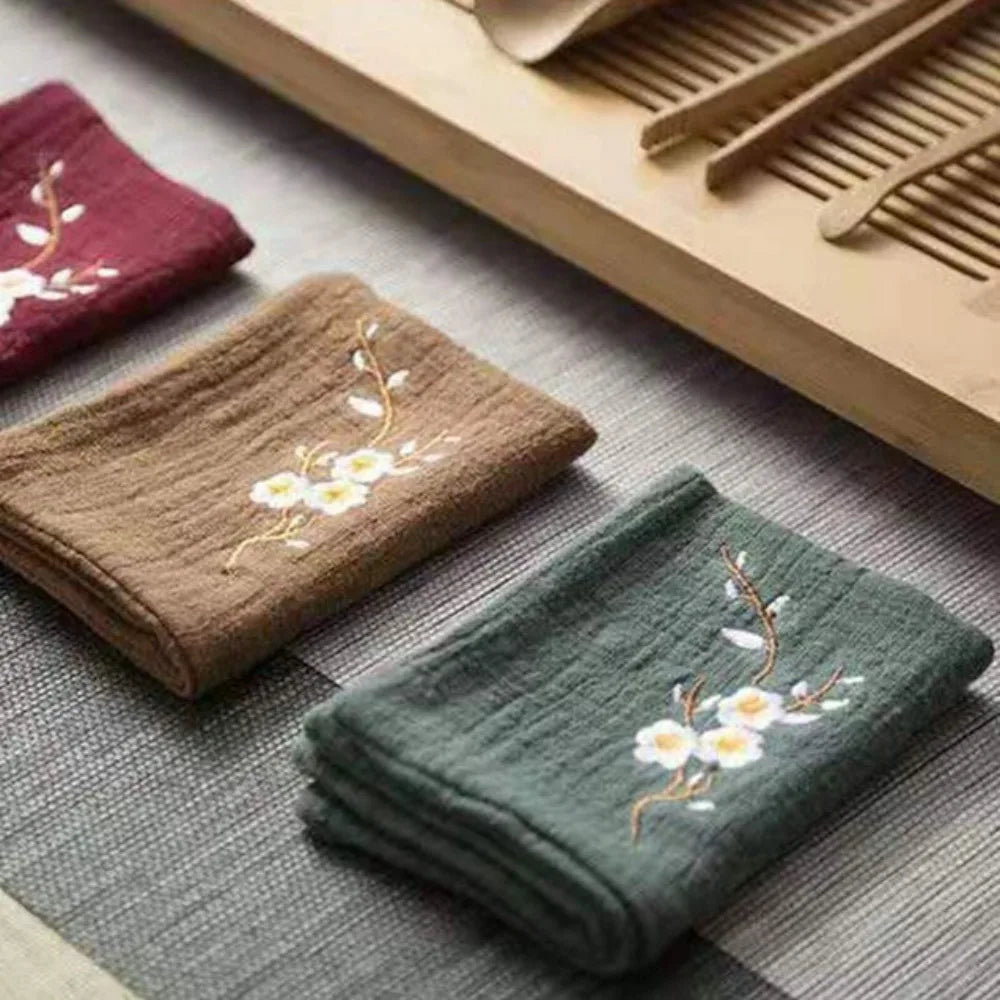 Tealeft Durable Cotton Tea Cloth Embroidery Easy To Clean Cleaning Rag Cotton and Linen Tea Towels