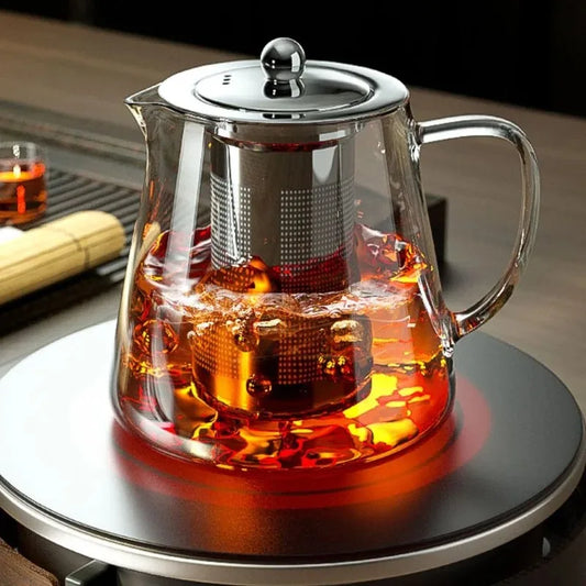 Tealeft Glass Teapot Heat Resistant Clear Tea Kettle with Removable Stainless Steel Infuser