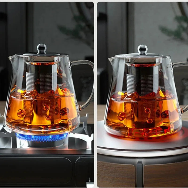 Tealeft Glass Teapot Heat Resistant Clear Tea Kettle with Removable Stainless Steel Infuser